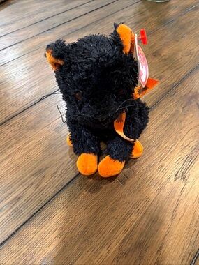 Ty Black and Orange 'Fraidy' Beanie Baby Cat Plush